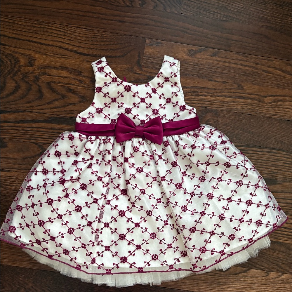 White and burgundy holiday dress 12 month